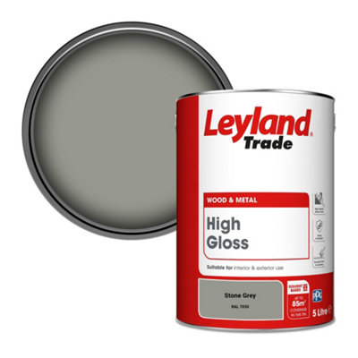 Leyland Trade Wood & Metal High Gloss Paint Stone Grey (RAL 7030) 5L