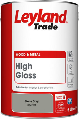 Leyland Trade Wood & Metal High Gloss Paint Stone Grey (RAL 7030) 5L