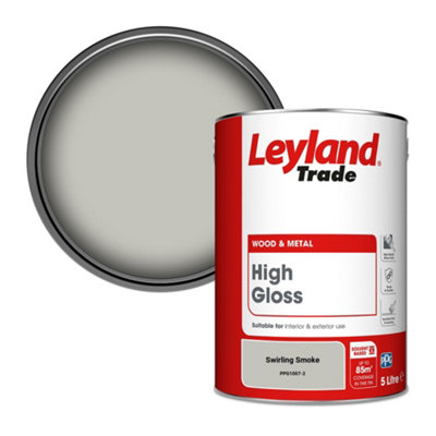 Leyland Trade Wood & Metal High Gloss Paint Swirling Smoke (PPG1007-2) 5L