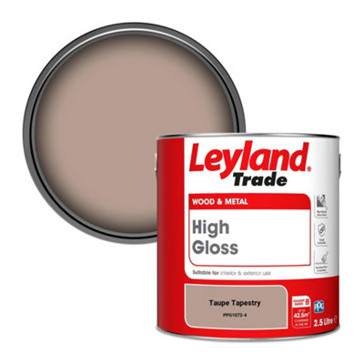Leyland Trade Wood & Metal High Gloss Paint Taupe Tapestry (PPG1072-4) 2.5L