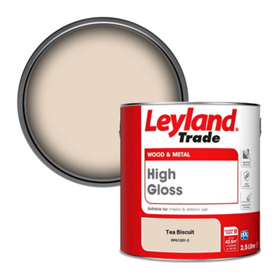 Leyland Trade Wood & Metal High Gloss Paint Tea Biscuit (PPG1201-2) 2.5L