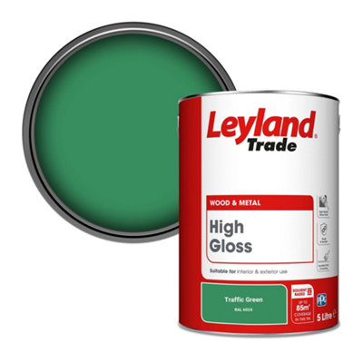Leyland Trade Wood & Metal High Gloss Paint Traffic Green (RAL 6024) 5L