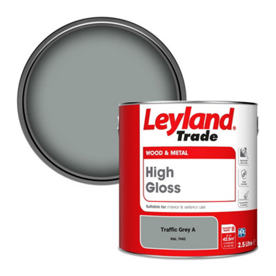 Leyland Trade Wood & Metal High Gloss Paint Traffic Grey A (RAL 7042) 2.5L