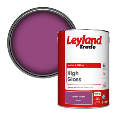 Leyland Trade Wood & Metal High Gloss Paint Traffic Purple (RAL 4006) 5L