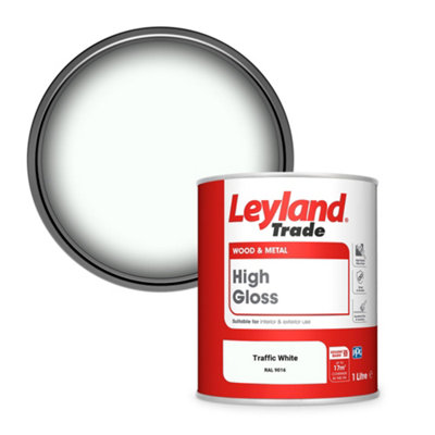 Leyland Trade Wood & Metal High Gloss Paint Traffic White (RAL 9016) 1L