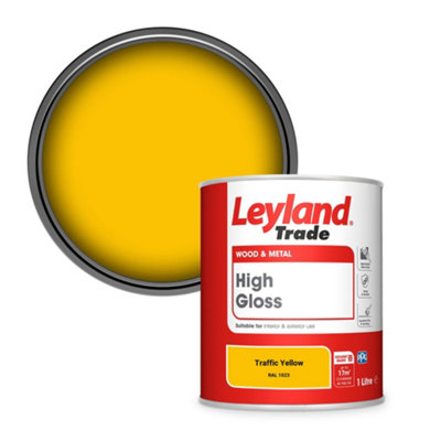 Leyland Trade Wood & Metal High Gloss Paint Traffic Yellow (RAL 1023) 1L