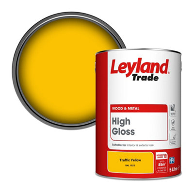 Leyland Trade Wood & Metal High Gloss Paint Traffic Yellow (RAL 1023) 5L