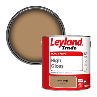 Leyland Trade Wood & Metal High Gloss Paint Tudor Beige (PPG16-17) 2.5L