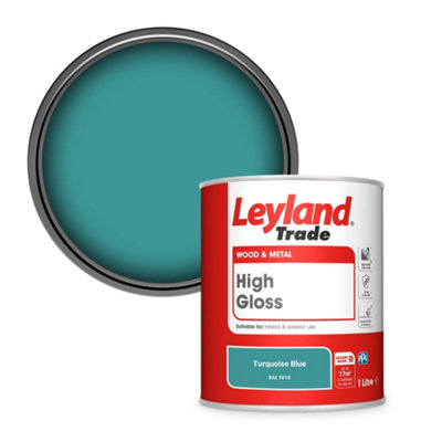Leyland Trade Wood & Metal High Gloss Paint Turquoise Blue (RAL 5018) 1L