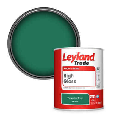 Leyland Trade Wood & Metal High Gloss Paint Turquoise Green (RAL 6016) 1L