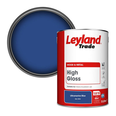 Leyland Trade Wood & Metal High Gloss Paint Ultramarine Blue (RAL 5002) 5L