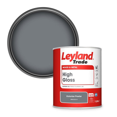 Leyland Trade Wood & Metal High Gloss Paint Victorian Pewter (PPG1013-5) 1L