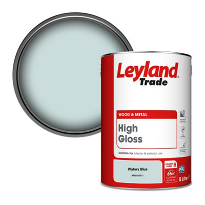 Leyland Trade Wood & Metal High Gloss Paint Watery Blue (PPG1035-1) 5L