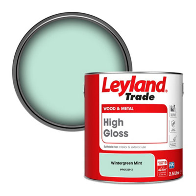 Leyland Trade Wood & Metal High Gloss Paint Wintergreen Mint (PPG1229-2) 2.5L