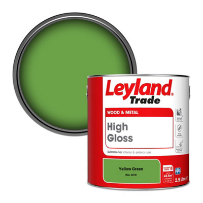 Leyland Trade Wood & Metal High Gloss Paint Yellow Green (RAL 6018) 2.5L