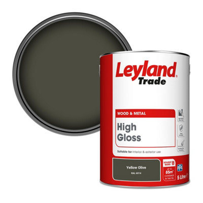 Leyland Trade Wood & Metal High Gloss Paint Yellow Olive (RAL 6014) 5L