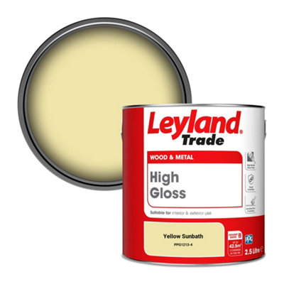 Leyland Trade Wood & Metal High Gloss Paint Yellow Sunbath (PPG1213-4) 2.5L