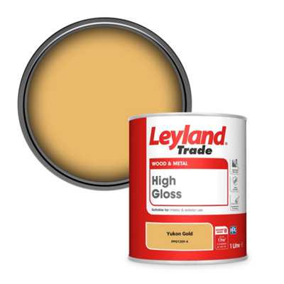 Leyland Trade Wood & Metal High Gloss Paint Yukon Gold (PPG1209-4) 1L
