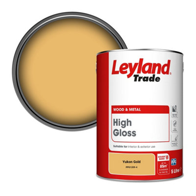 Leyland Trade Wood & Metal High Gloss Paint Yukon Gold (PPG1209-4) 5L