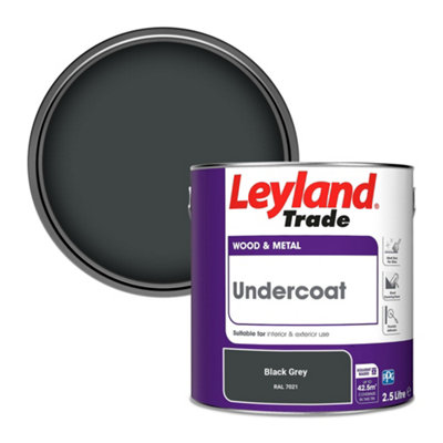 Leyland Trade Wood & Metal Undercoat Paint Black Grey (RAL 7021) 2.5L