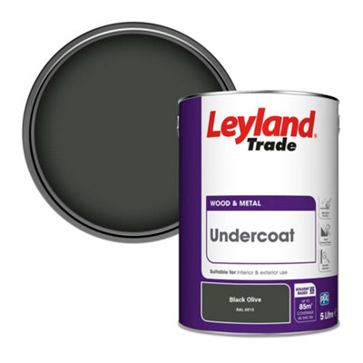 Leyland Trade Wood & Metal Undercoat Paint Black Olive (RAL 6015) 5L