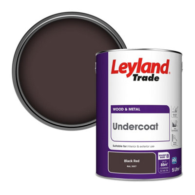 Leyland Trade Wood & Metal Undercoat Paint Black Red (RAL 3007) 5L