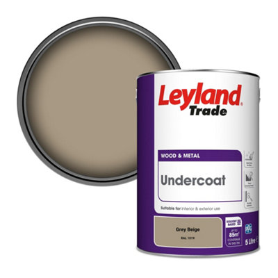Leyland Trade Wood & Metal Undercoat Paint Grey Beige (RAL 1019) 5L