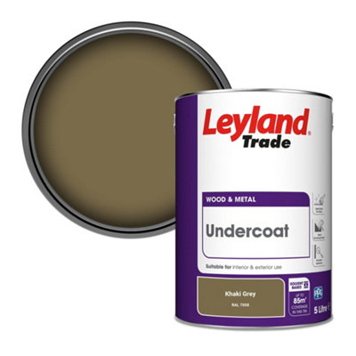 Leyland Trade Wood & Metal Undercoat Paint Khaki Grey (RAL 7008) 5L