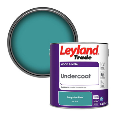 Leyland Trade Wood & Metal Undercoat Paint Turquoise Blue (RAL 5018) 2.5L