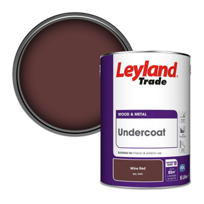 Leyland Trade Wood & Metal Undercoat Paint Wine Red (RAL 3005) 5L