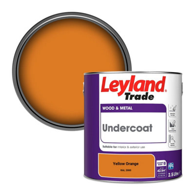 Leyland Trade Wood & Metal Undercoat Paint Yellow Orange (RAL 2000) 2.5L