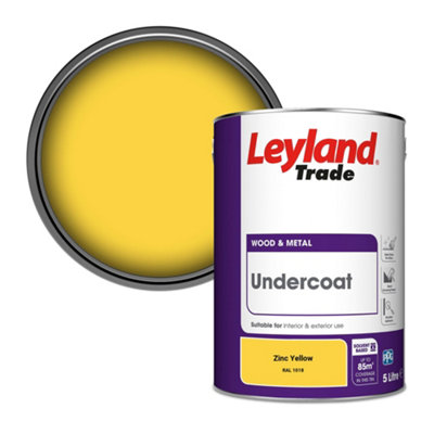 Leyland Trade Wood & Metal Undercoat Paint Zinc Yellow (RAL 1018) 5L