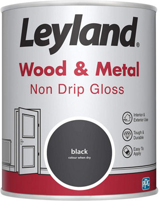 Leyland Wood & Metal Black Non Drip Gloss Paint 750ml