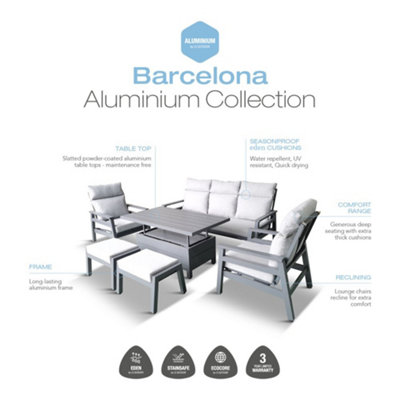 LG Outdoor Barcelona 8 Seat Modular Dining Set with Adjustable Table