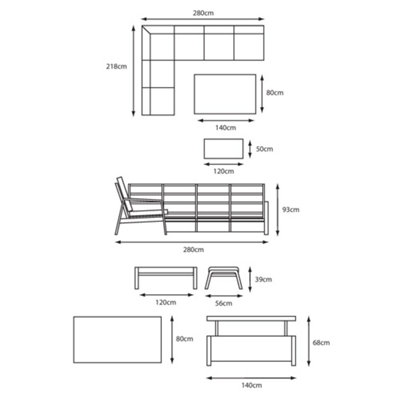 LG Outdoor Barcelona 8 Seat Modular Dining Set with Adjustable Table