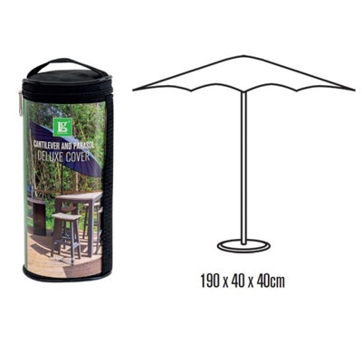 LG Outdoor Deluxe Titling Parasol Cantilever Umbrella Garden Cover Black