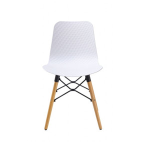 Liam Plastic Chairs with Wooden Legs (Pack of 4) - L50 x W44 x H79 cm - White
