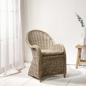 Libby Armchair Removable Cushion Seat with a Classic Rattan Wicker Round Frame