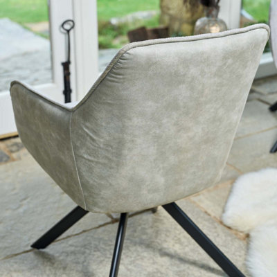 Libby Dining Chair - Silver (Set of 2) Modern Rotating Pocket Sprung Seat with Diamond Stitched Back