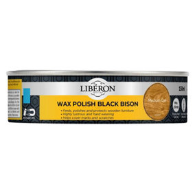 Liberon 126870 Black Bison Wax Paste Medium Oak 150ml LIBBPWMO150N