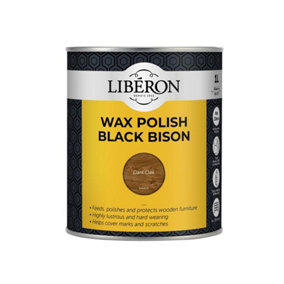 Liberon 126884 Black Bison Wax Paste Dark Oak 1kg LIBBBPWDO1N