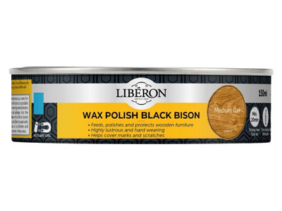 Liberon Black Bison Wax Paste for Medium Oak - 150ml Premium Wood Finish