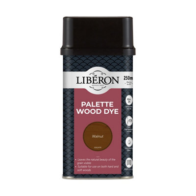 Liberon Palette Wood Dye Water-Based Walnut 250ml Tin - Enhance Natural Grain with Subtle Tint