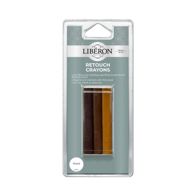 Liberon Retouch Crayons Set of 3 Mixed Shades - Versatile Wood Scratch Repair