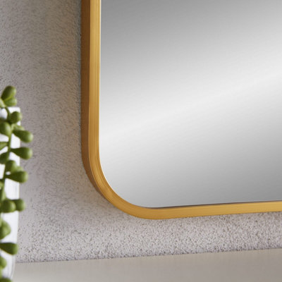 Liberty Brushed Gold Overmantle Mirror - H 89cm x W 116cm