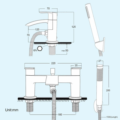LIBRA WATERFALL BATHROOM TAP BASIN MONO MIXER BATH SHOWER MIXER SET SOLID BRASS - 6