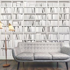 Library White Large Wall Mural