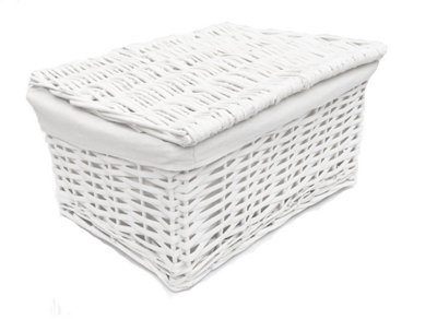 White storage basket clearance with lid