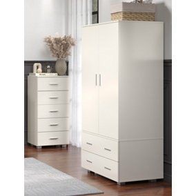 Lido 2 door, 2 drawer low wardrobe, White