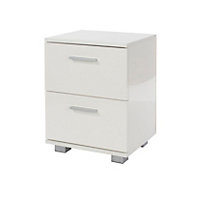 Lido 2 drawer bedside cabinet, White